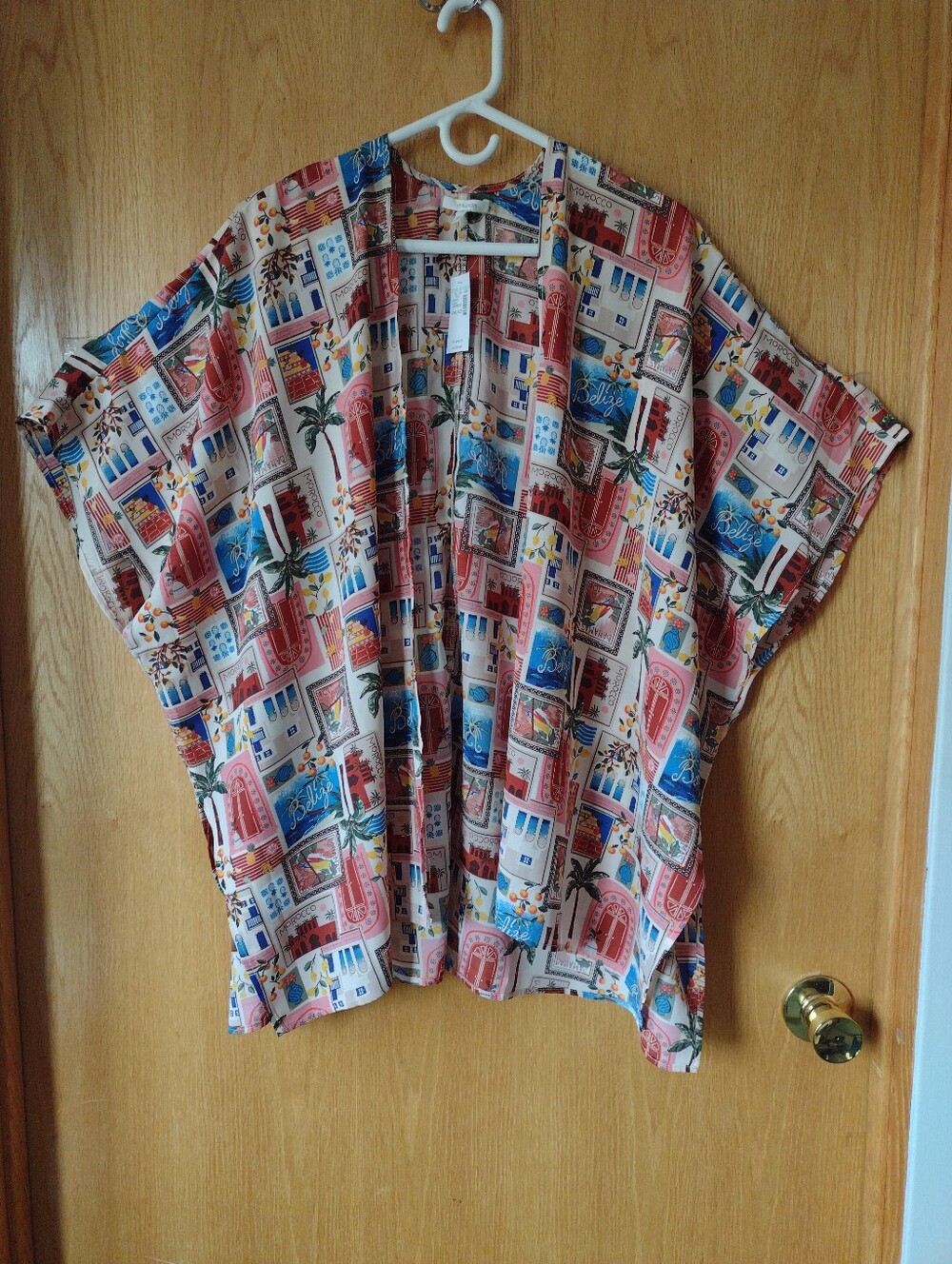 Maurices Postcard Print Kimono One Size